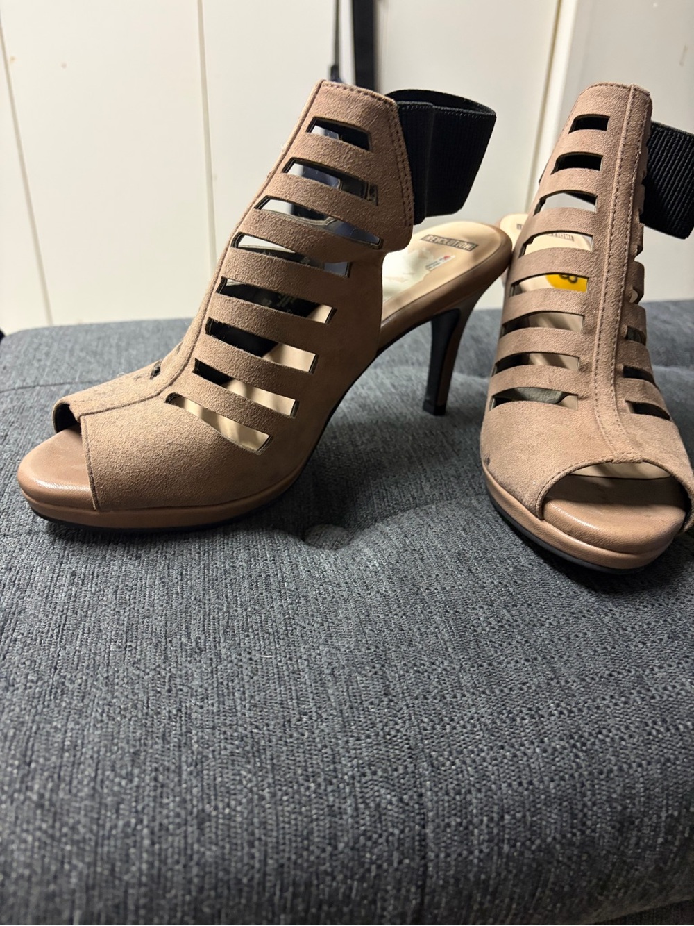 Revolution Taupe Cutout Slingback Heels